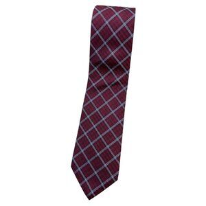 BROOKS BROTHERS Men's 100% Silk Necktie DESIGNER Tie Burgundy Tartan W:3.4" EUC